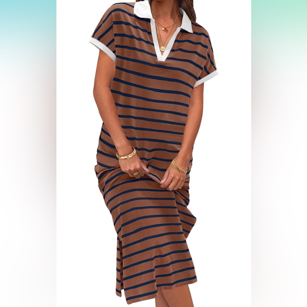 Amazon Women's yellow and white  Striped dress